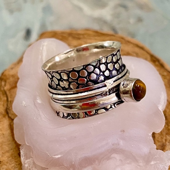 NWOT Artisan Tiger Eye Sterling Silver Ring - Picture 3 of 15